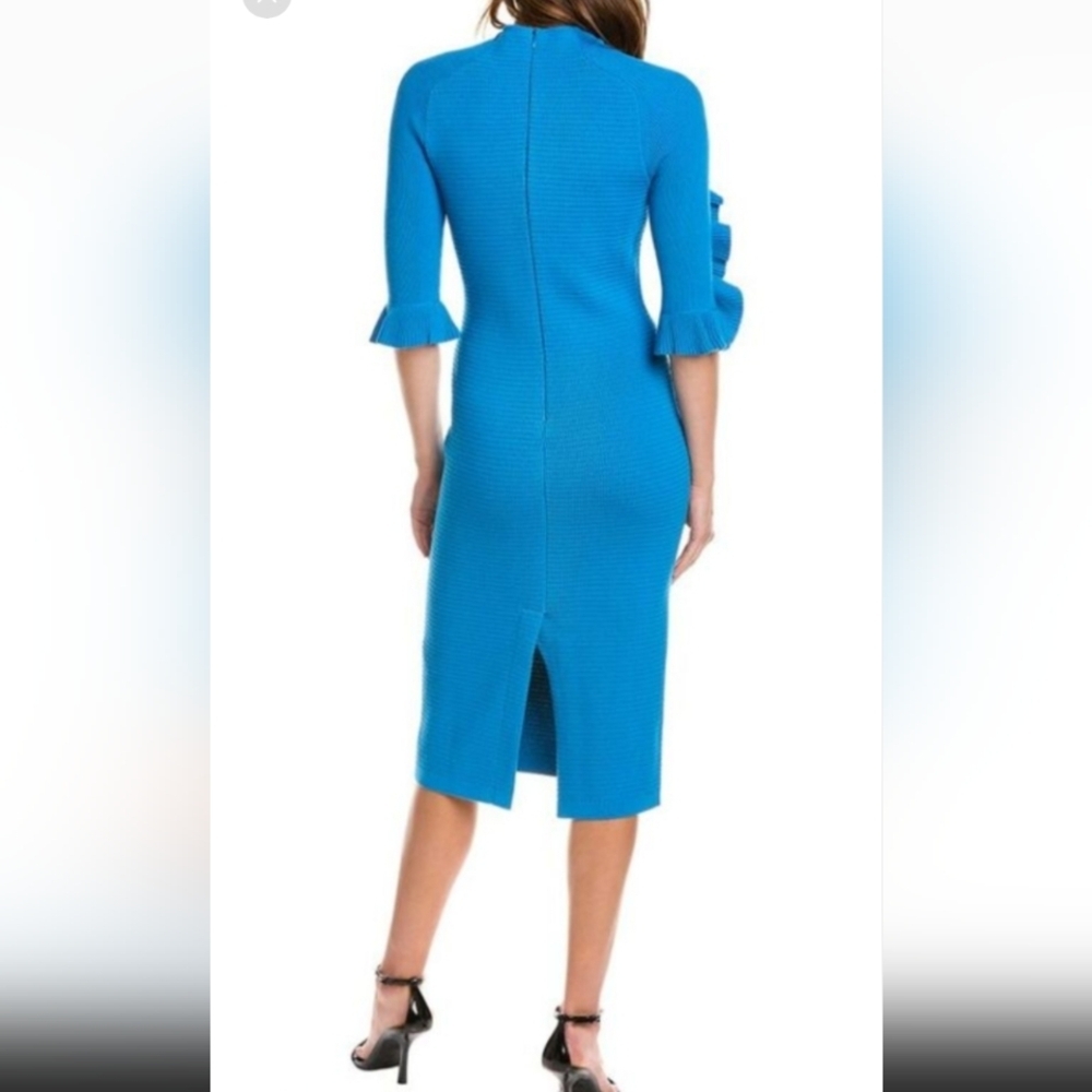 Carolina Herrera Blue Knit Midi Dress - Picture 4 of 11
